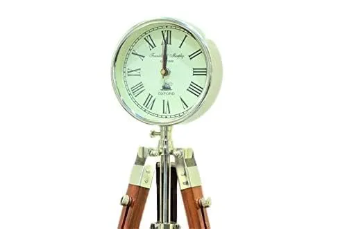 HABEEBA ART Wooden Table Clock & Roman Number Clock Floor Standing Adjustable Tripod Decor Office,Studio