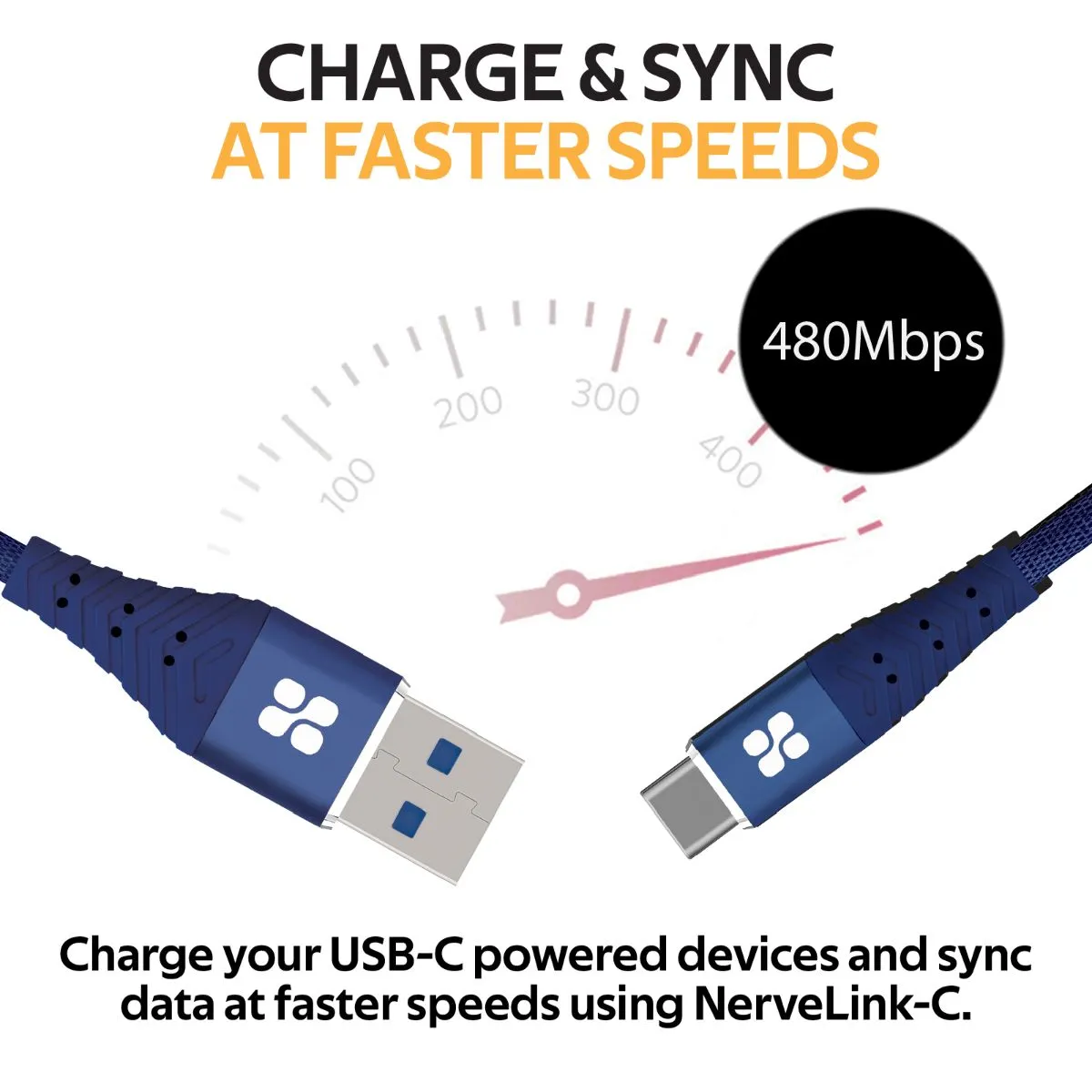 High Speed Data Sync and Charge USB-C Cable