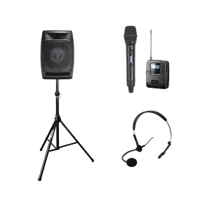 Hire - 8" Battery Portable Speaker with Handheld & Lapel Microphone