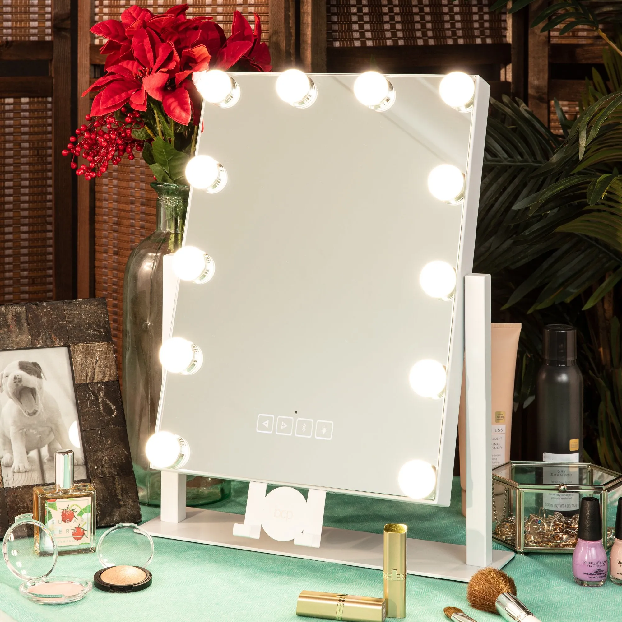 Hollywood Vanity Mirror w/ Bluetooth Speakers, 3 Color Temps, Phone Stand