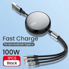 Huawei/Honor Retractable Portable 3 in 1 Micro USB Type C Charger Cable