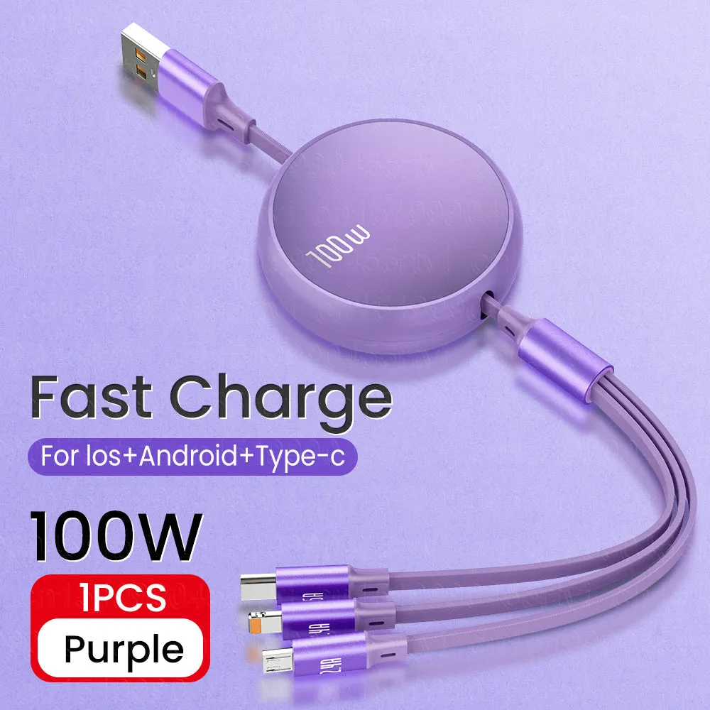 Huawei/Honor Retractable Portable 3 in 1 Micro USB Type C Charger Cable