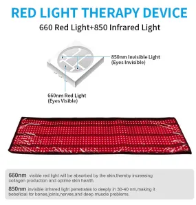 Human Infrared Red Light Therapy Multipurpose PAD BLANKET 50 x 80cm Back Vital Organs Musculoskeletal Overall Pain Relief Healing Recovery Rehabilitation Weightloss Rest & Restoration