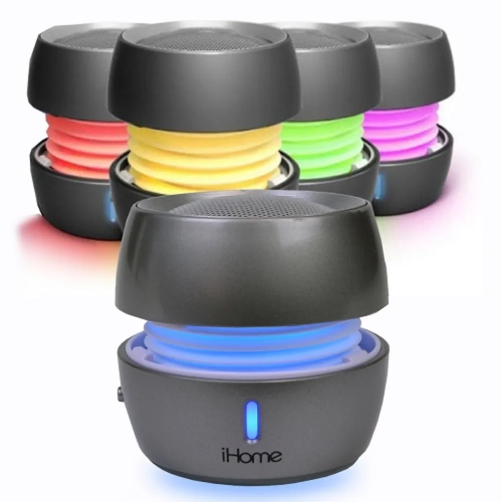 iHome IBT73SC Portable Bluetooth Wireless Color Changing Rechargeable Speaker (Gray)