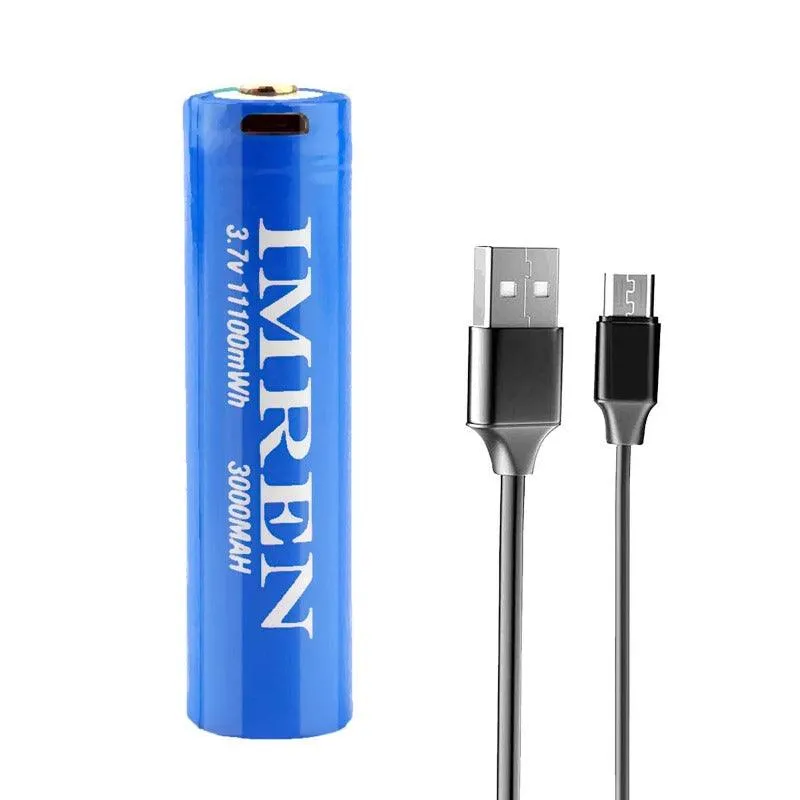 IMREN 18650 3.7V 3000mAh Rechargeable Lithium Battery with Micro-USB Port