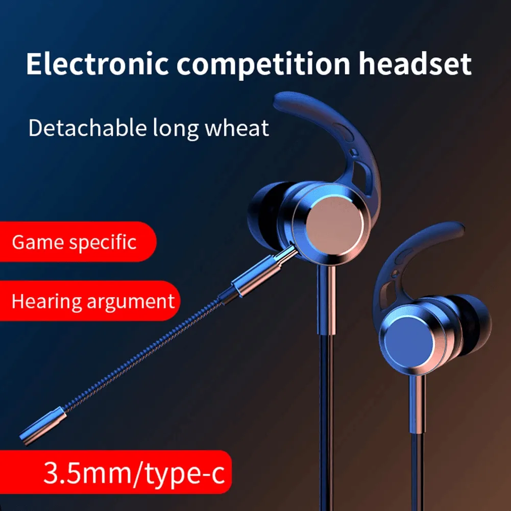 In-Ear Bass Metal Wired Gaming Earphones with Mic