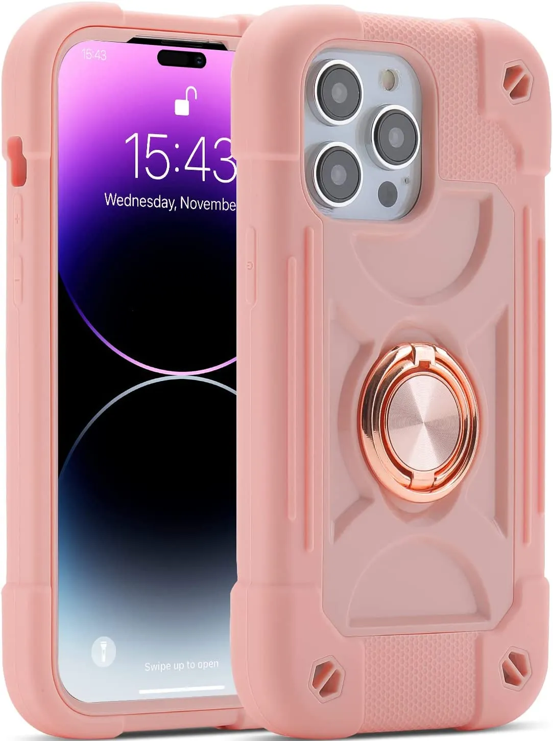 iPhone 14 Pro Max Case 6.7 Inch Shockproof Phone Cove Rainbow Pink