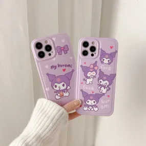 Japanese Cartoon KU Purple Soft iPhone Case 11 12 13 14 15 Pro Promax