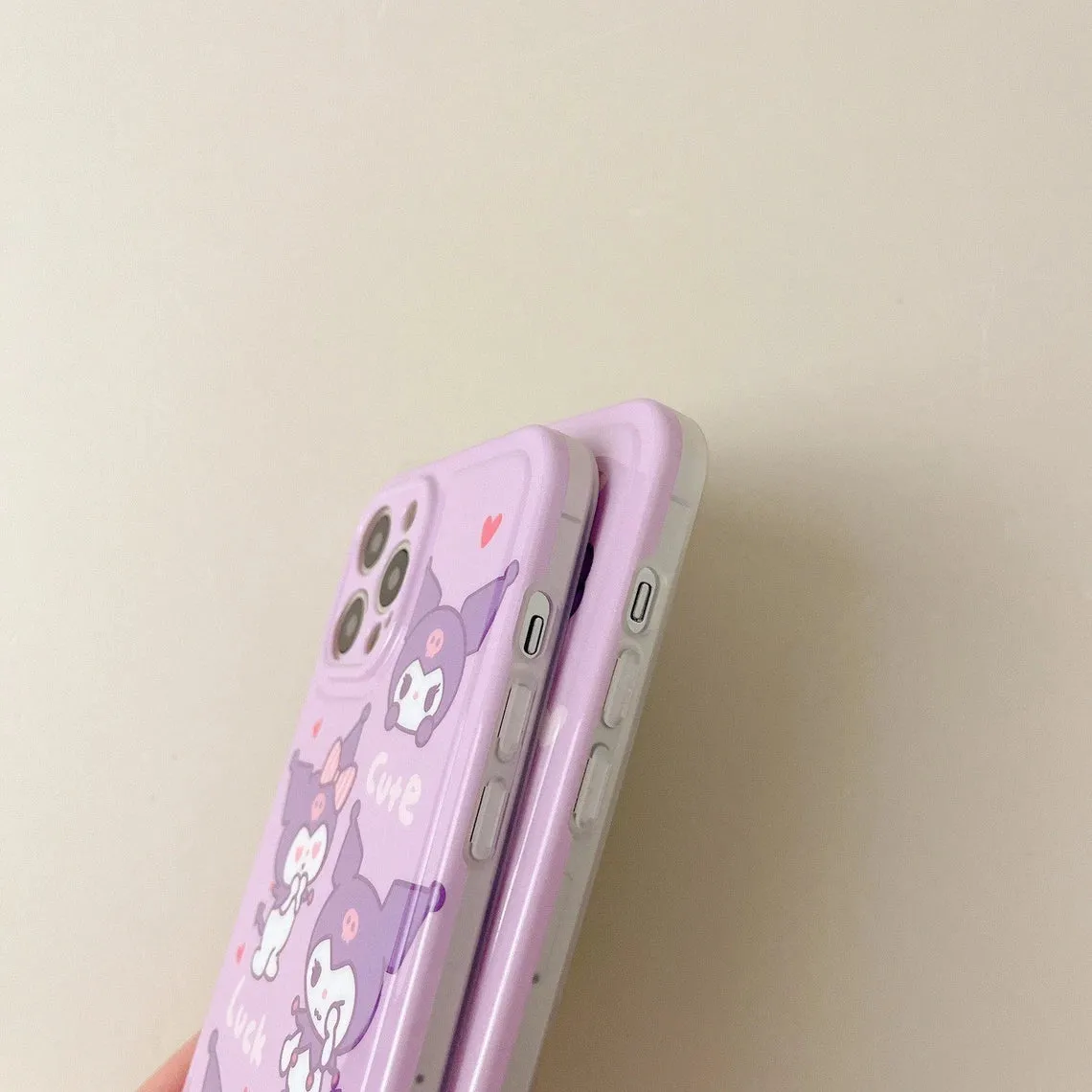 Japanese Cartoon KU Purple Soft iPhone Case 11 12 13 14 15 Pro Promax