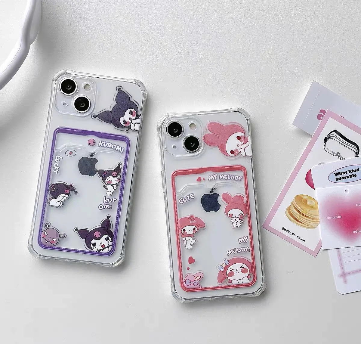 Japanese Cartoon Lovely Photo Holder | MM Melody KU Kuromi - iPhone Case PLUS X 11 12 13 14 15 Pro Promax