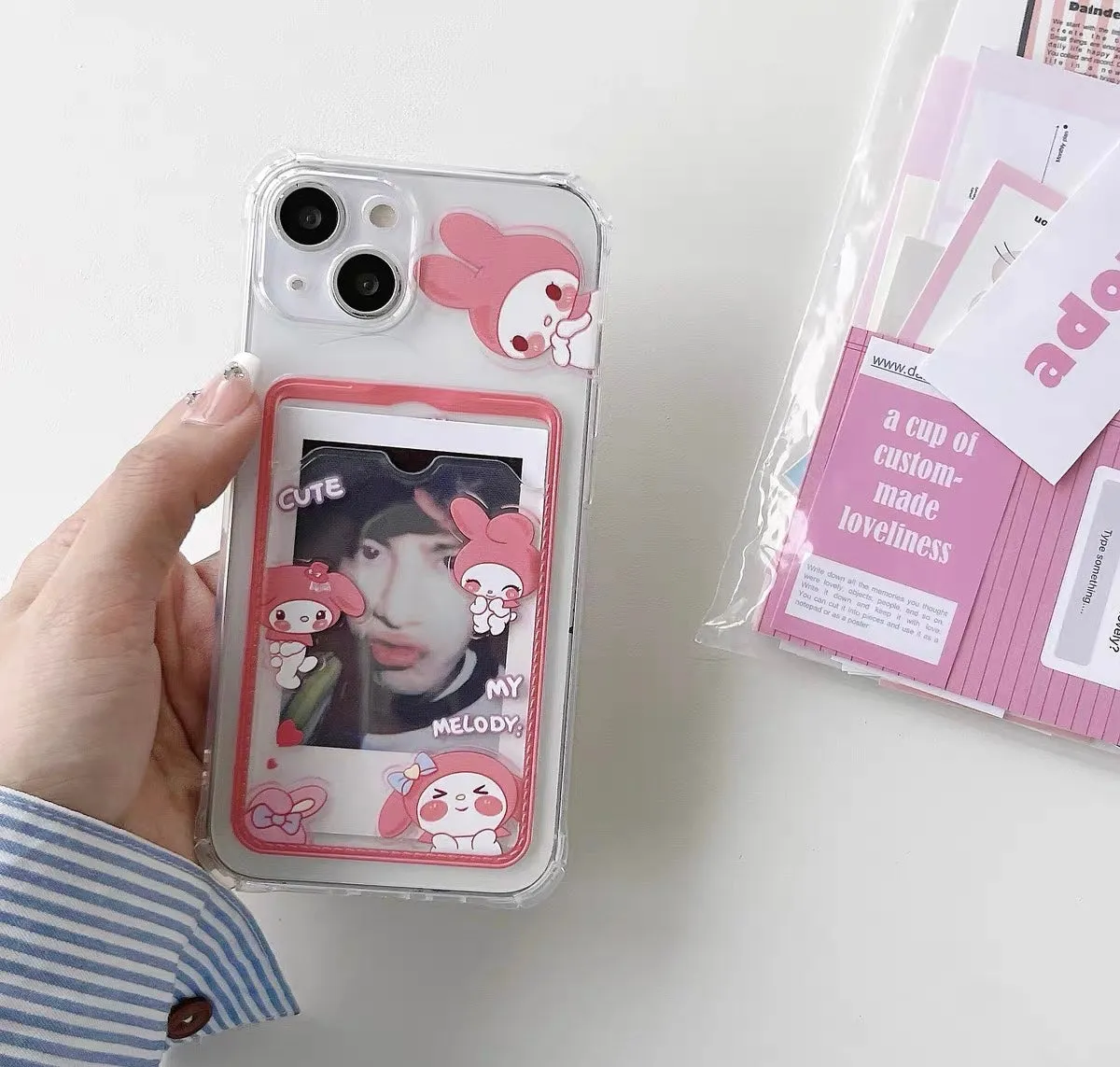 Japanese Cartoon Lovely Photo Holder | MM Melody KU Kuromi - iPhone Case PLUS X 11 12 13 14 15 Pro Promax