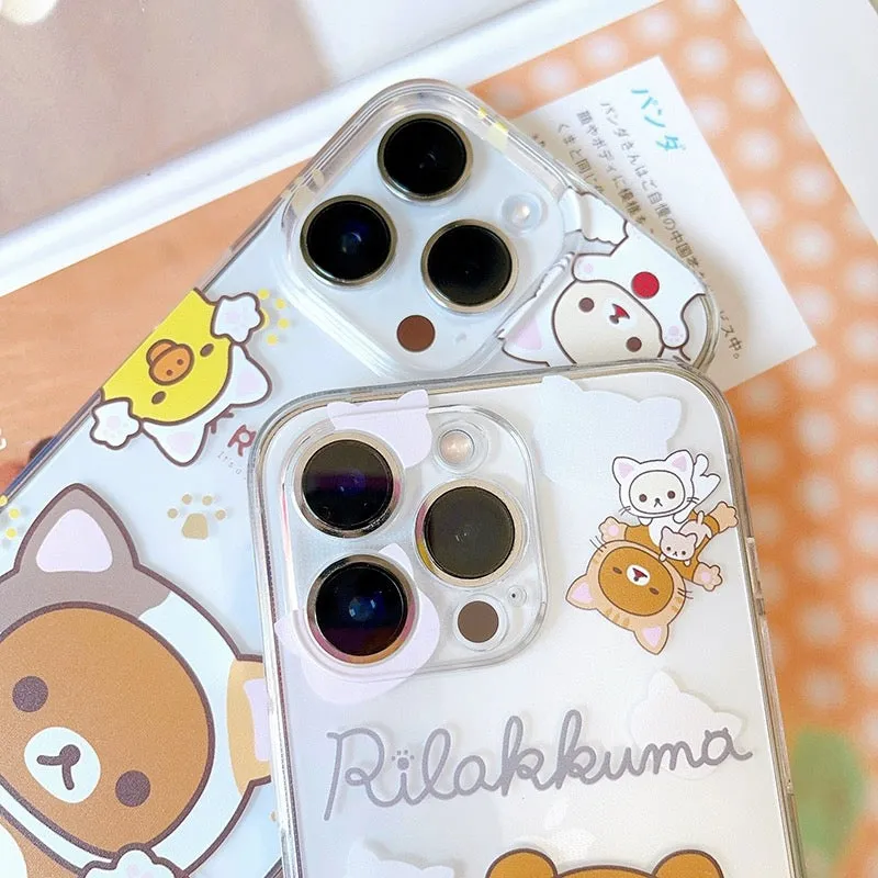 Japanese Cartoon Neko Cat Rilakkuma iPhone Case 7 8 PLUS SE2 XS XR X 11 12 13 14 15 Pro Promax mini SE3