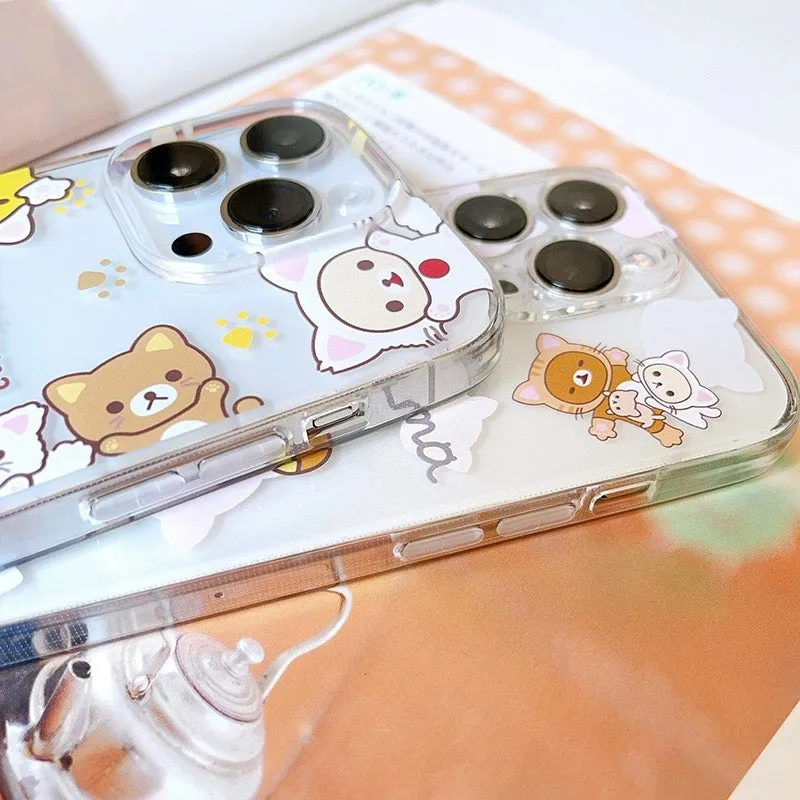 Japanese Cartoon Neko Cat Rilakkuma iPhone Case 7 8 PLUS SE2 XS XR X 11 12 13 14 15 Pro Promax mini SE3