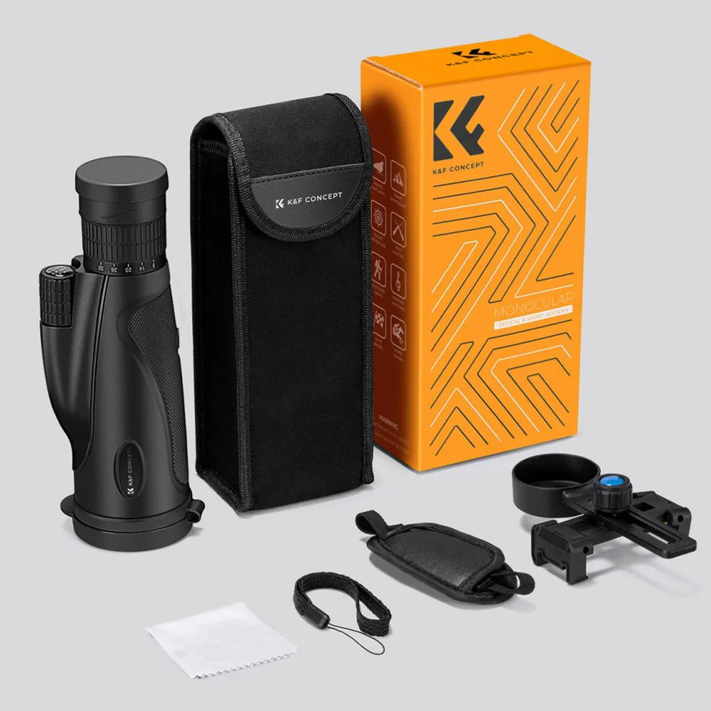 K&F Concept 8-32X50 Optical Zoom Professional Monocular Telescope HD BAK-4 Waterproof HD with Mobile Phone Clip Holder, Multi-Layer Nano Glass Coating for Outdoor Sports and Photography | KF33-083