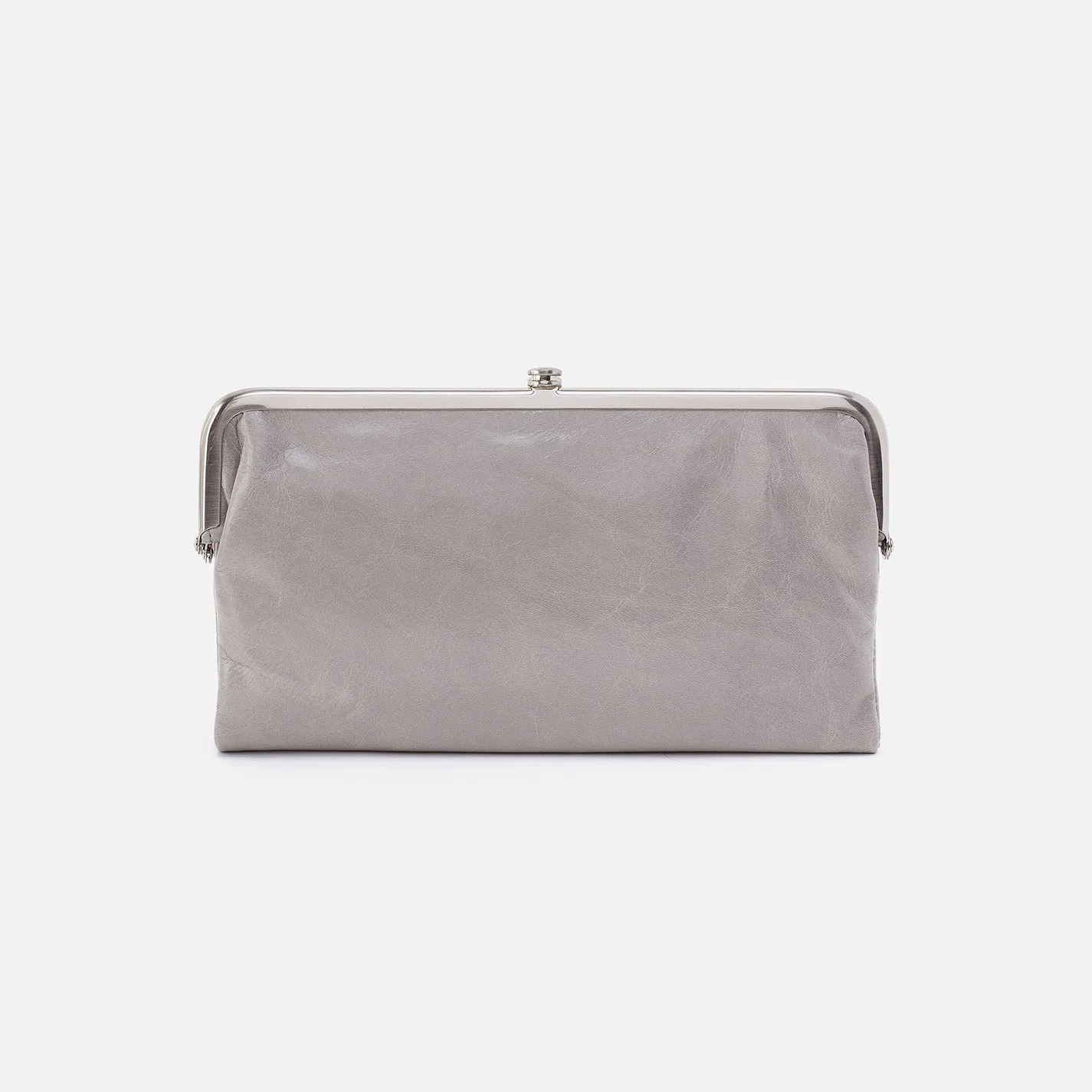 Lauren Clutch-Wallet In Polished Leather - Light Grey