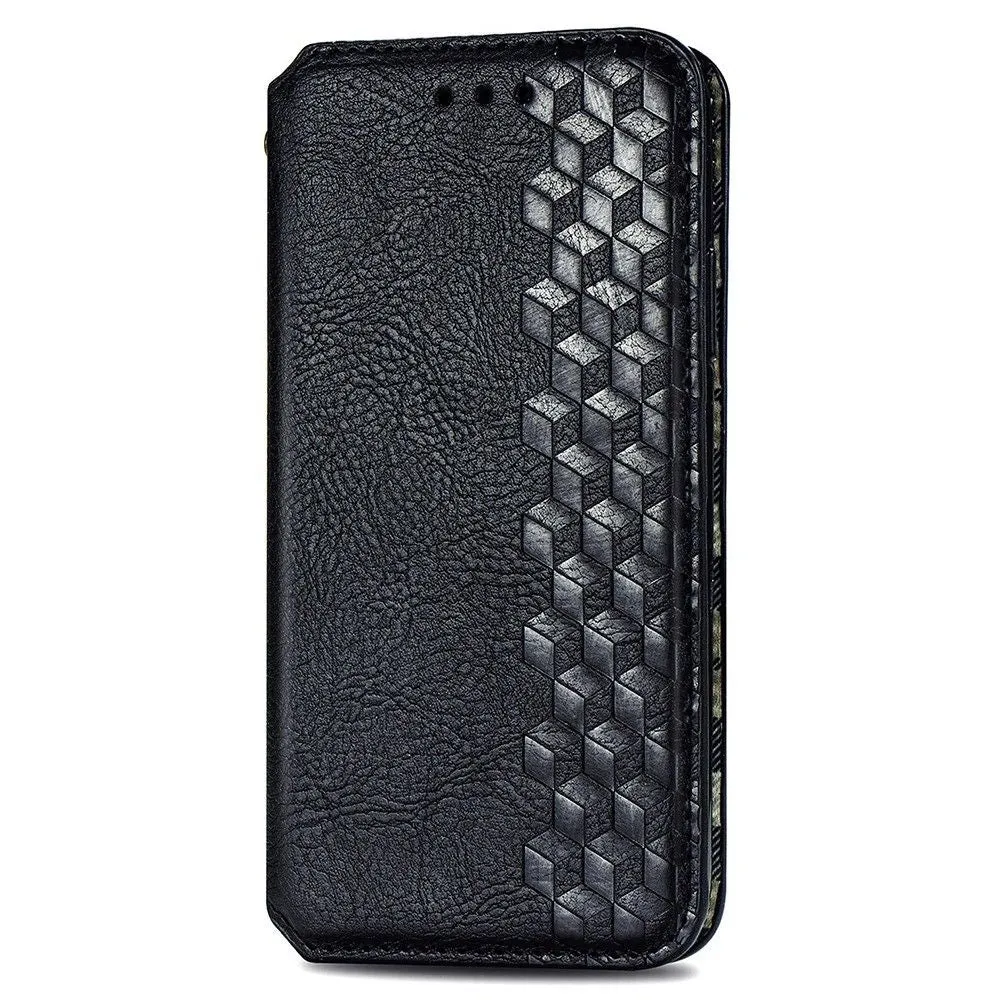 Leather case with a stylish rhombus imprint for Samsung Galaxy M23 - Black