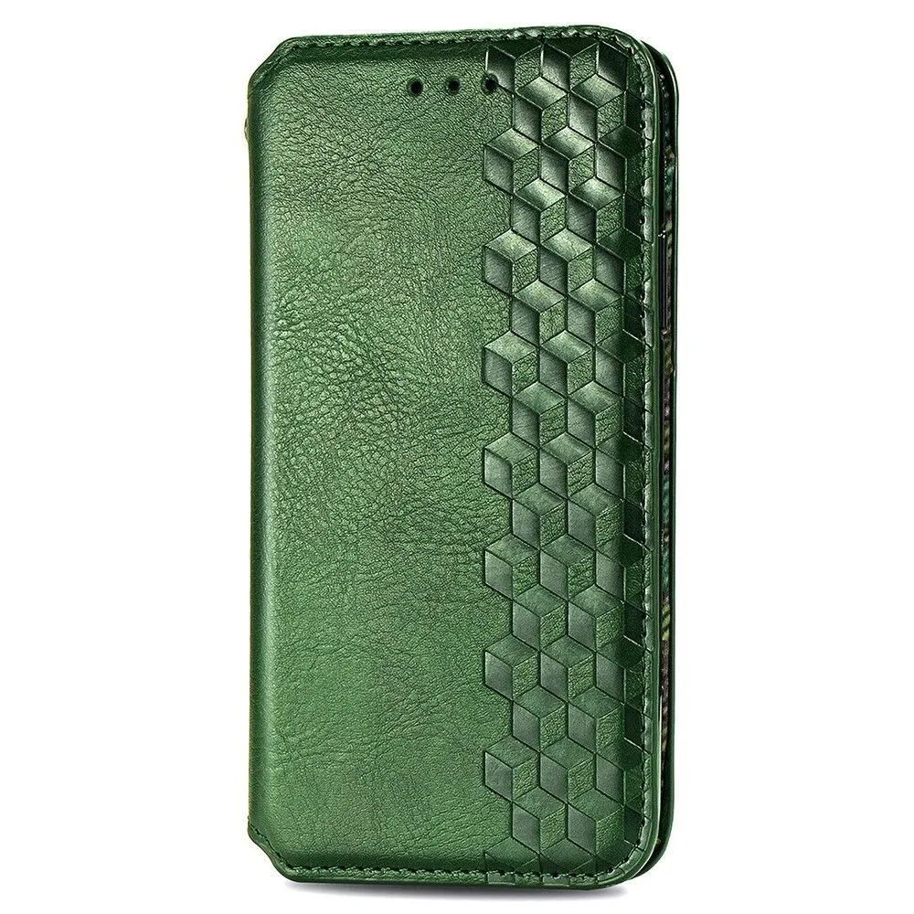 Leather case with a stylish rhombus imprint for Samsung Galaxy M53 5G - Green