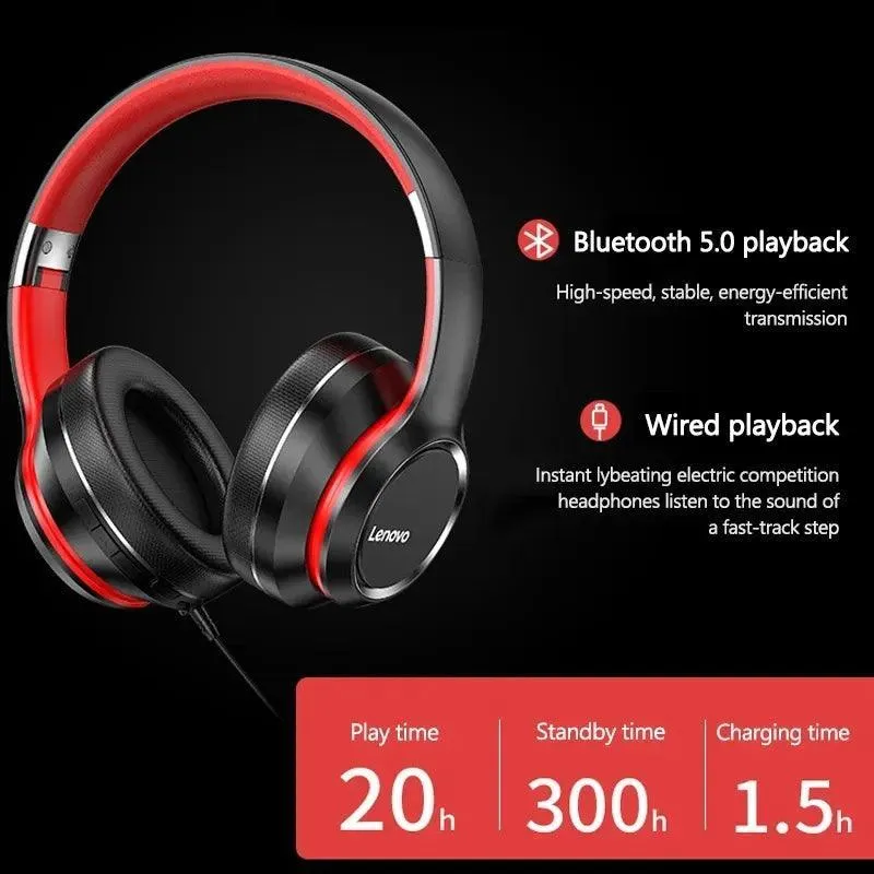 Lenovo HD200 Wireless Noise Cancelling Bluetooth Headphones with Hi-Fi Stereo Sound