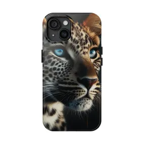 Leopard with blue eyes Design, Colorful Artistic Phone Protector, Durable and Stylish Case for iPhone Series, Protective Case for iPhone Models, Tough iPhone Case