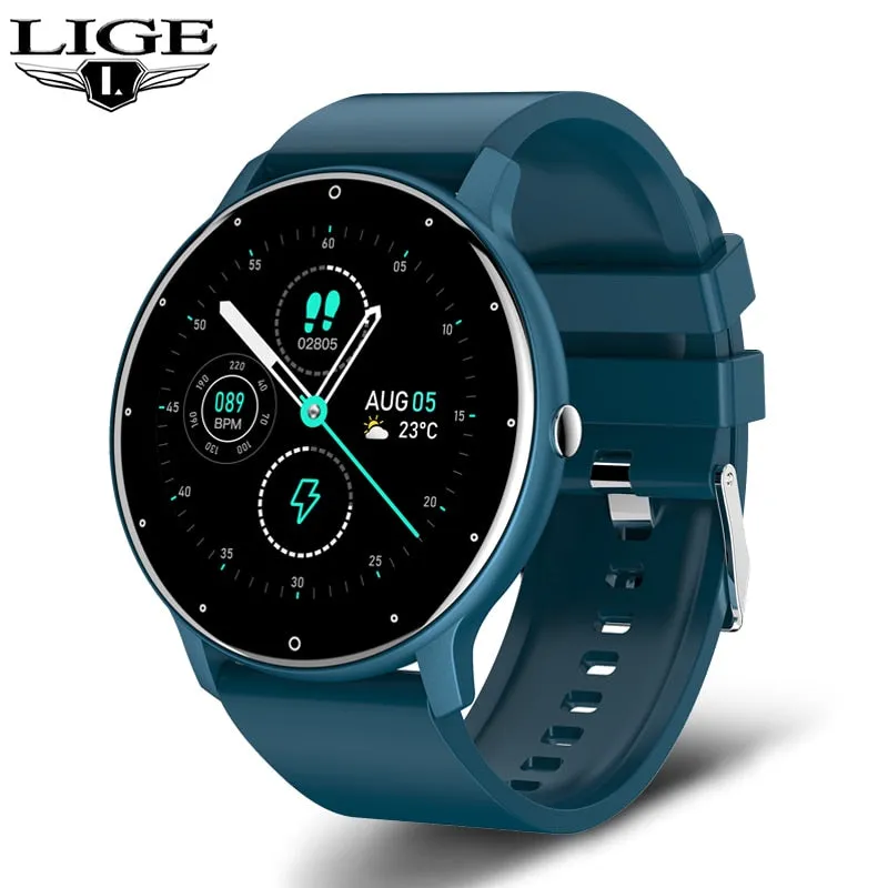 LIGE 2023 New Smart Watch Men Full Touch Screen Sport Fitness Watch IP67 Waterproof Bluetooth For Android ios smartwatch Men box