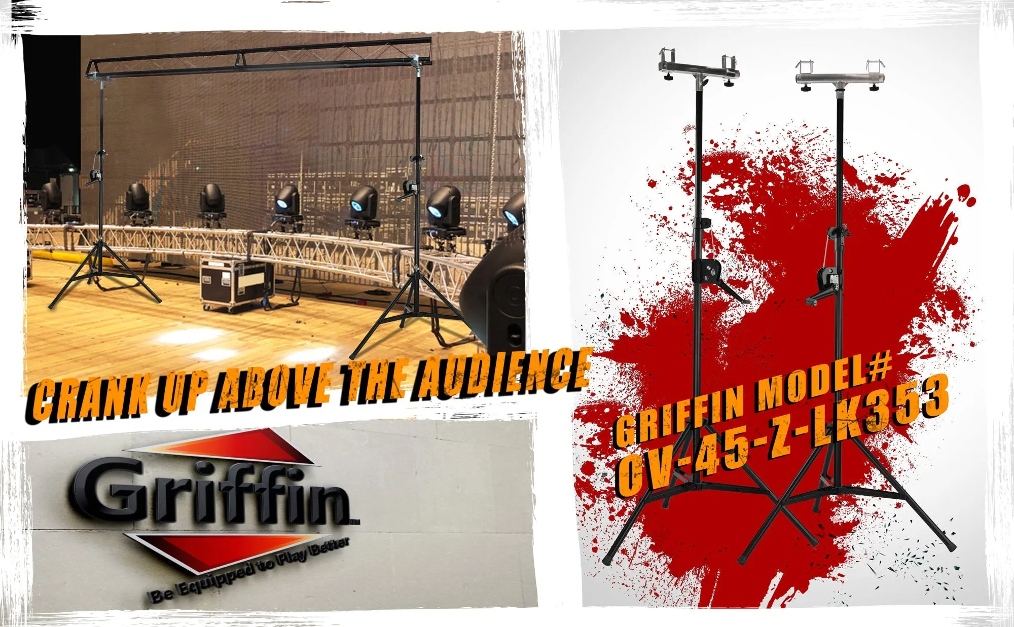 Light Trussing Stands by GRIFFIN - T Adapter DJ Booth Kit & Truss System for Lighting Cans & Speakers - Pro-Audio Stage Platform Hardware Mounting Kit