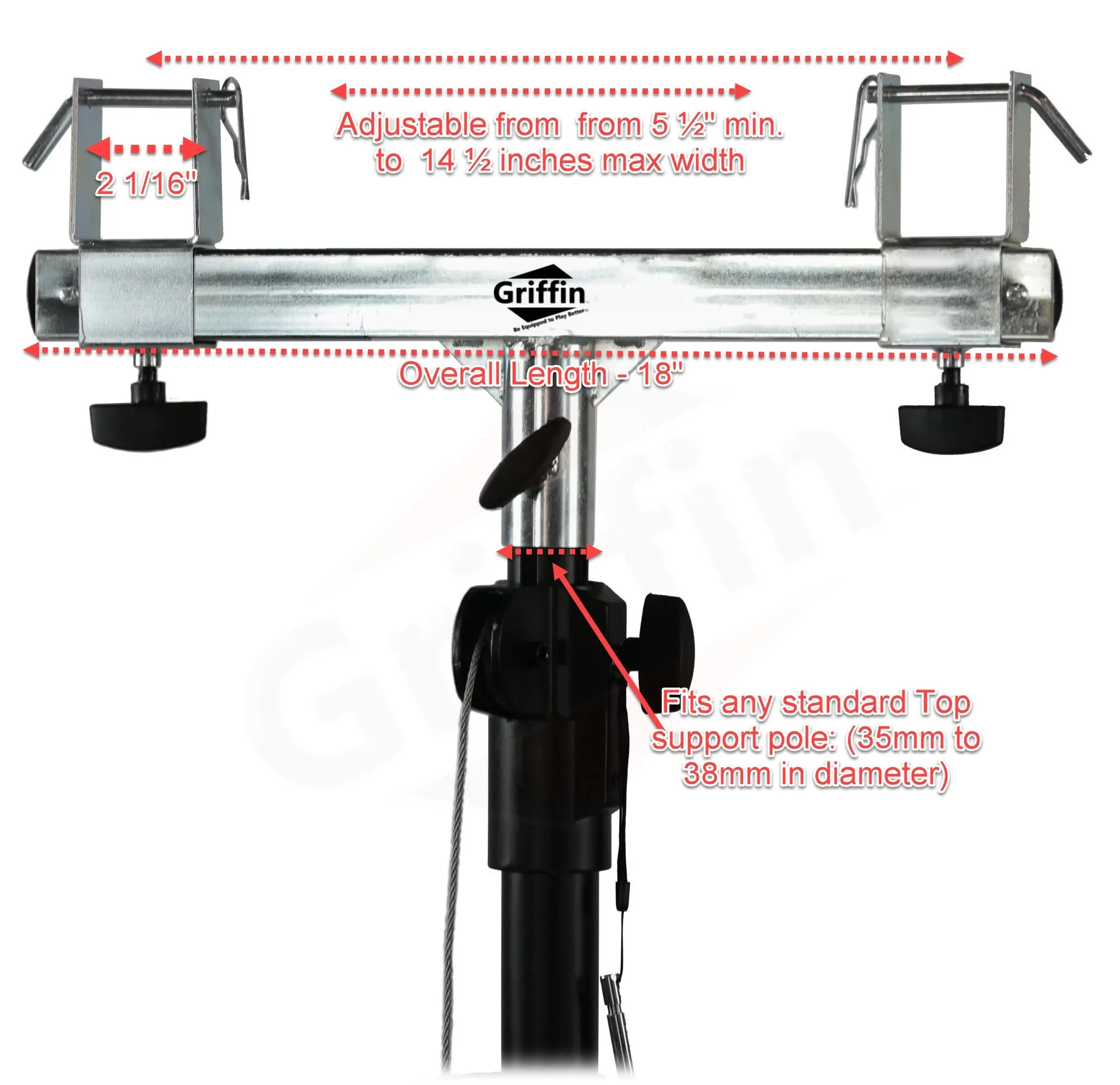 Light Trussing Stands by GRIFFIN - T Adapter DJ Booth Kit & Truss System for Lighting Cans & Speakers - Pro-Audio Stage Platform Hardware Mounting Kit