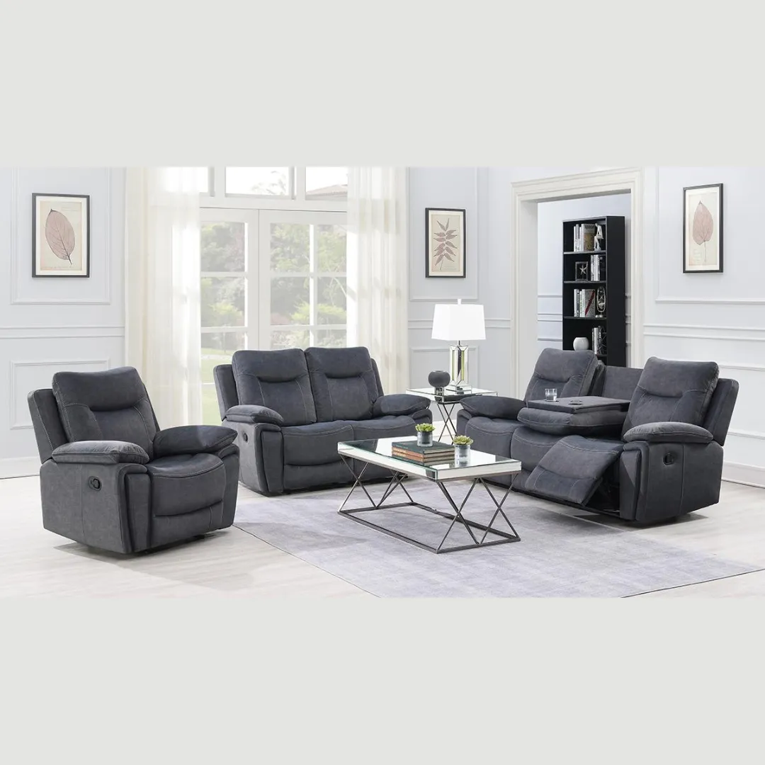 Living Room Grey Recliner Set