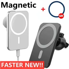 Magnetic Wireless Car Charger Stand: Fast Secure Vent Mount for iPhone - Convenient Charging