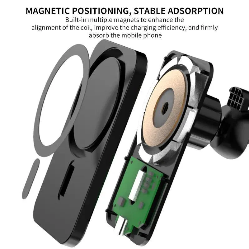 Magnetic Wireless Car Charger Stand: Fast Secure Vent Mount for iPhone - Convenient Charging