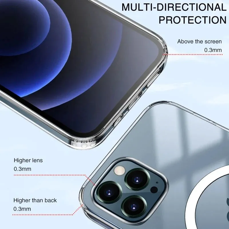 Magsafe Magnetic Wireless Charging Clear Phone Case Hard Shockproof Cover for iPhone 14-15 Series