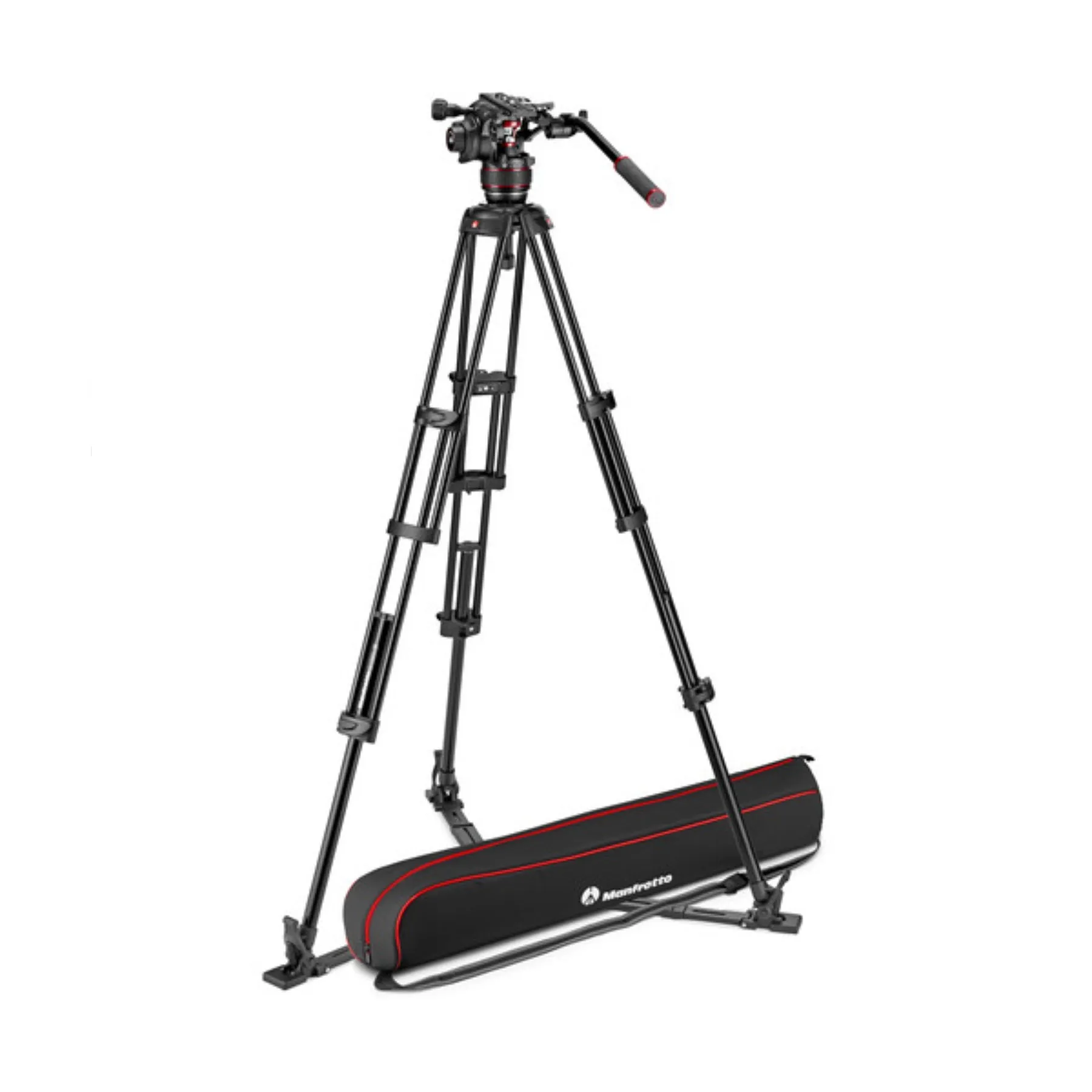 Manfrotto 608 Nitrotech Fluid Video Head and Aluminum Twin Leg Tripod with Ground Spreader