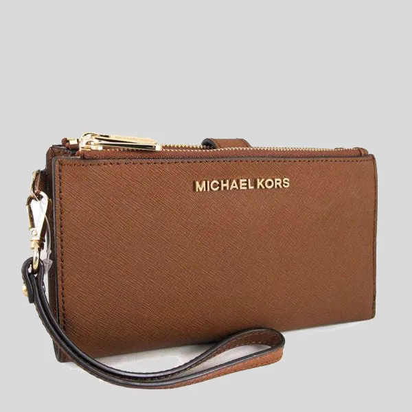 Michael Kors Jet Set Travel Double Zip Wristlet Phone Wallet Luggage 35F8GTVW0L