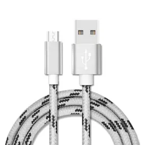 Micro USB 2.0 Fast Charging Charger Cable Cord Braided For Samsung S7 Edge S6 S5 S4 Android LG Huawei HTC (1M White)