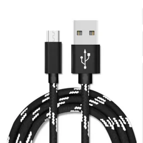 Micro USB 2.0 Fast Charging Charger Cable Cord Braided For Samsung S7 Edge S6 S5 S4 Android LG Huawei HTC (2M Black)