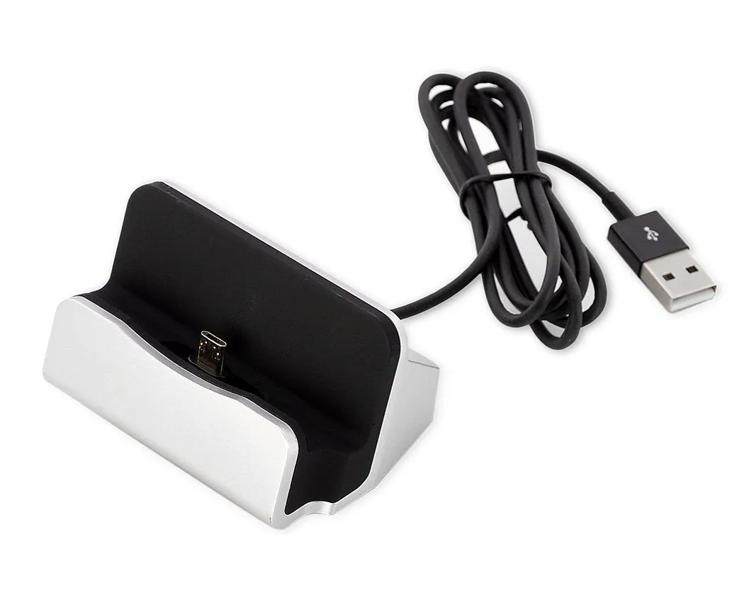 Micro USB Charging and Sync Docking Station for Android - Silver