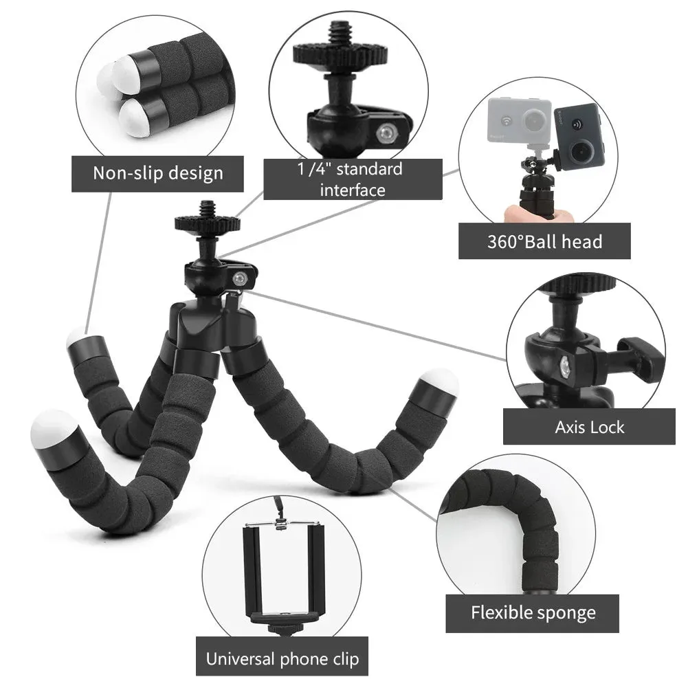 Mini Flexible Sponge Octopus Tripod for IPhone Samsung Xiaomi Huawei Mobile Phone Smartphone for Gopro 9 8 7 Camera Phone.