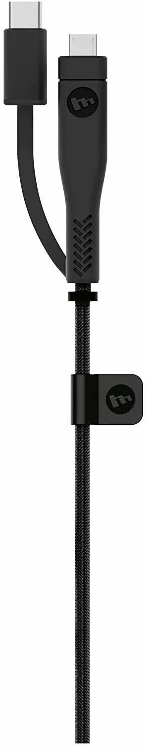 Mophie 2M PRO Switch Tip 2 in 1 USB C to Micro Type C Charging Cable Black