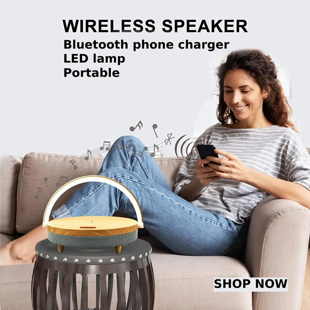 Music Speaker Phone Fast Charger LED Lamp Handsfree Bluetooth Wireless