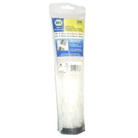 Napa 770-9280 White Cable Ties (100) 4" Ties & (100) 8" Ties in Reclosable Tube