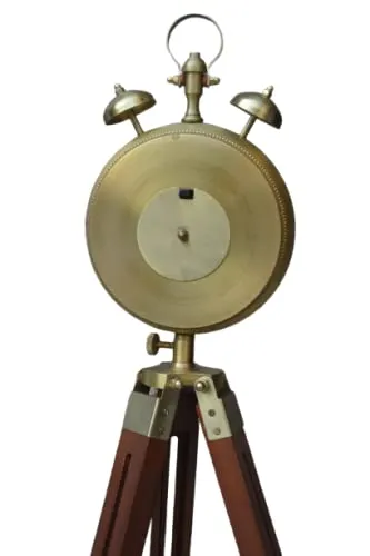 Nautical Art Brass Floor Table Clock with Wooden Tripod Stand (Brown)