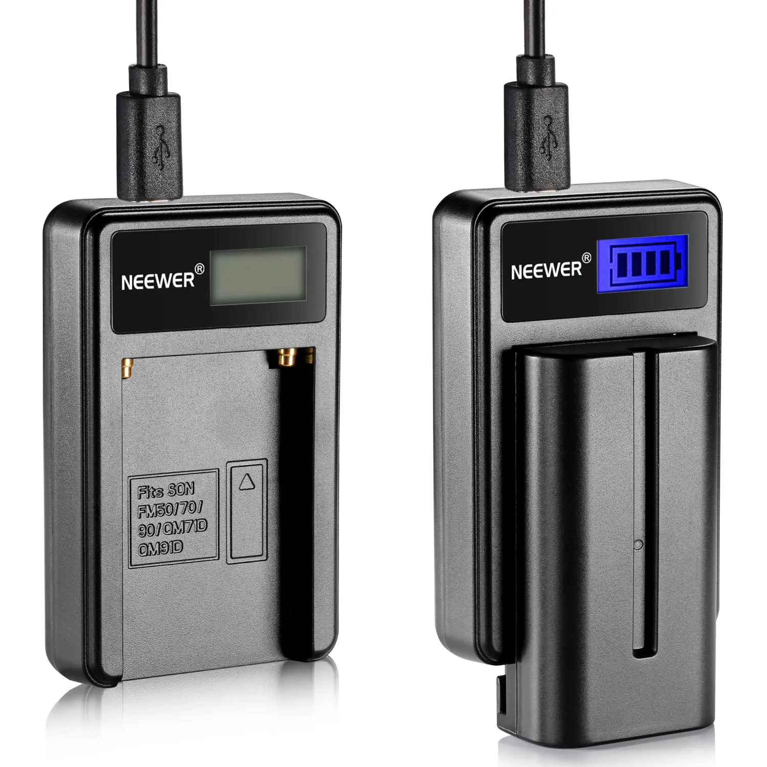 NEEWER 2-Pack NP-F550/570/530 Sony Replacement Battery Charger Set