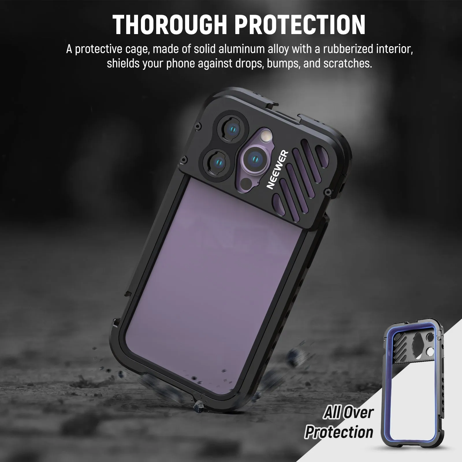 NEEWER Aluminum Alloy Phone Cage for iPhone 14 Pro/14 Pro Max