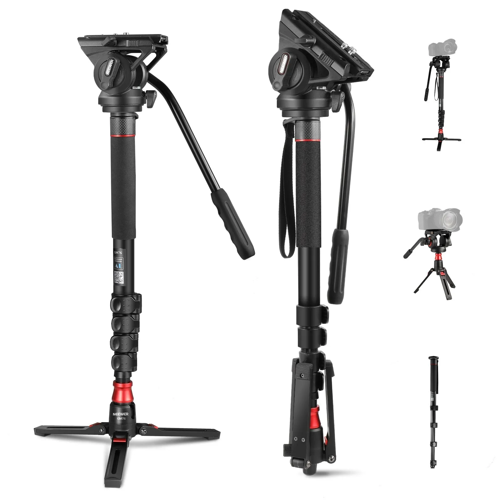 NEEWER GM76 179cm Professional Camera Monopod With Fluid Head