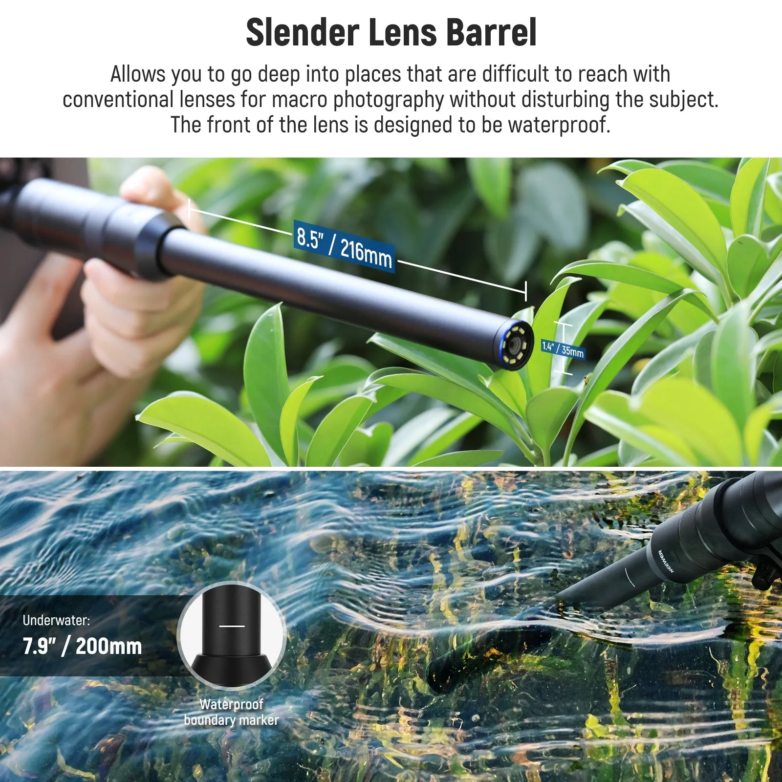 NEEWER LS-51 18mm Wide Angle&2x Macro Probe Phone Lens for 17mm Thread