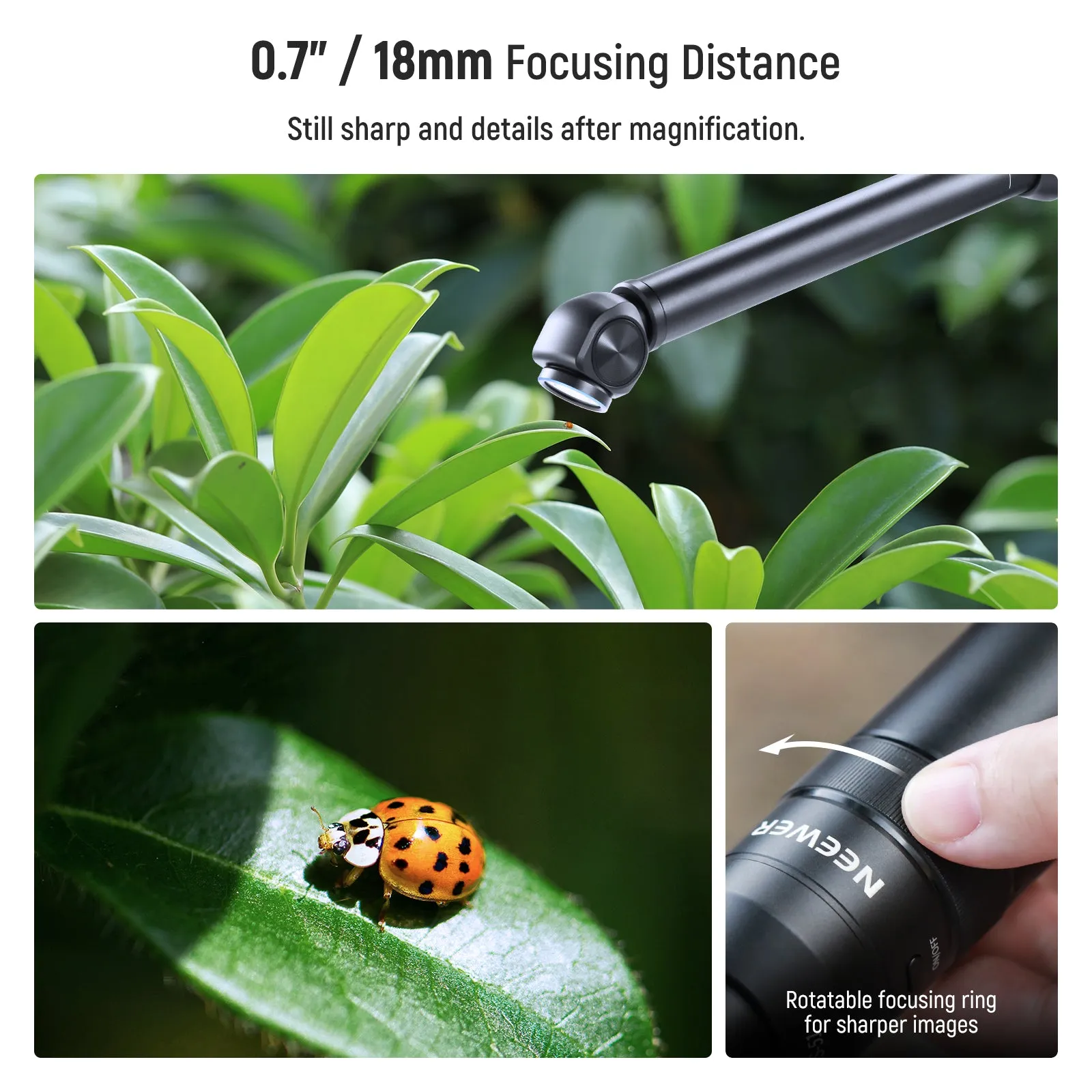 NEEWER LS-51 18mm Wide Angle&2x Macro Probe Phone Lens for 17mm Thread