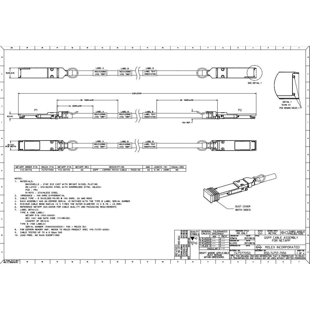 NetApp NO_FRU_Mellanox_MFS1S00-V030E_30m - 30m Data Cable with Plug QSFP56/QSFP56 | NO_FRU_Mellanox_MFS1S00-V030E_