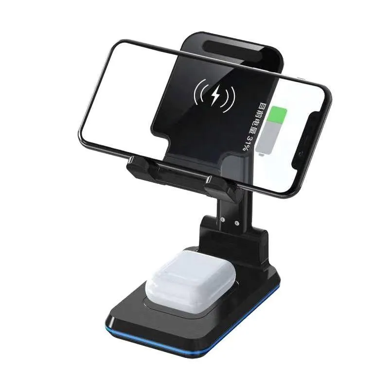 New 3 in 1 wireless charger foldable 10W dual wireless charger desktop mobile phone holder