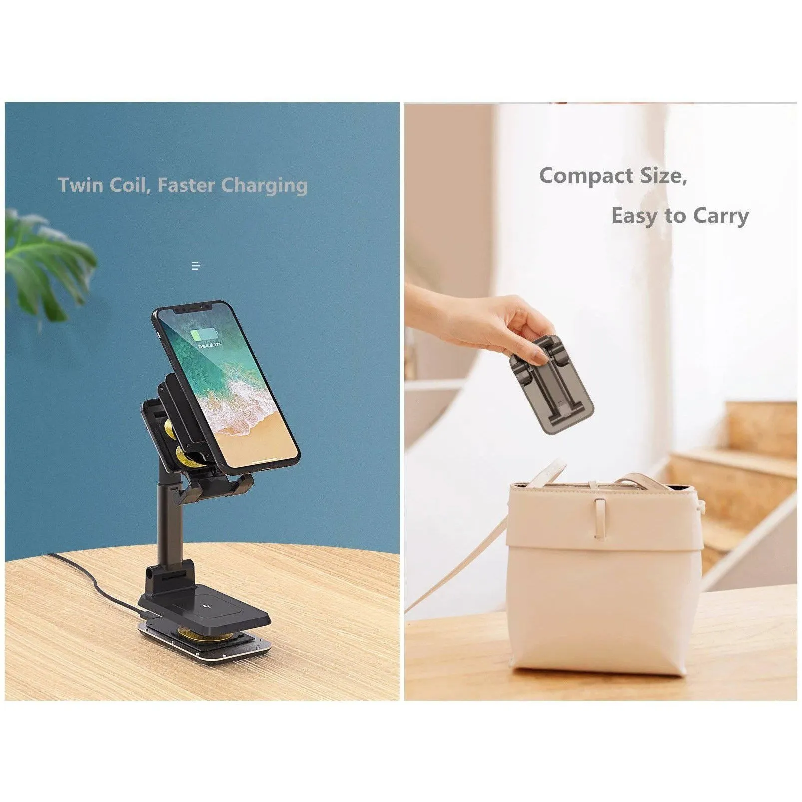 New 3 in 1 wireless charger foldable 10W dual wireless charger desktop mobile phone holder