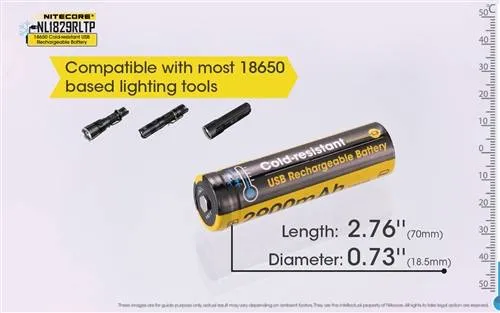 Nitecore Nl1829RLTP Low Temperature Resistant Micro-USB Rechargeable 18650 Li-Ion Battery