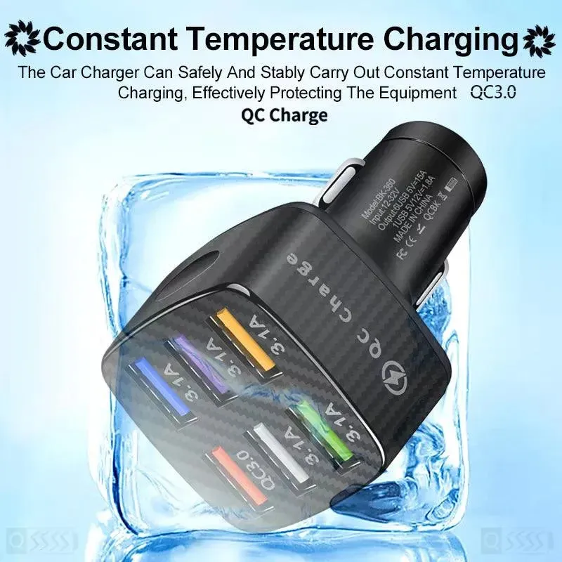 PBG 3 Port LED Voltage Wall Charger and 6 Port Car Charger Black/Black